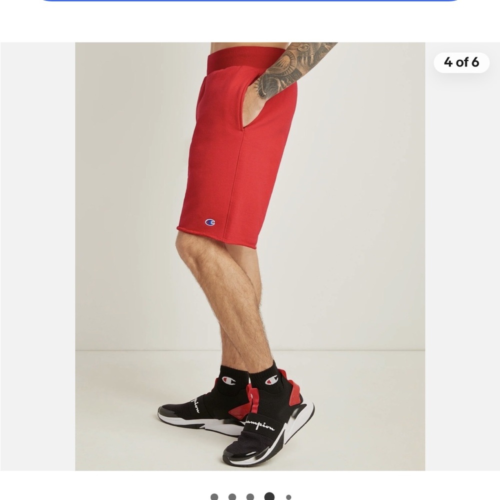 NWT Champion Men's Red cutoff Shorts. Reverse weave heavyweight. Size small